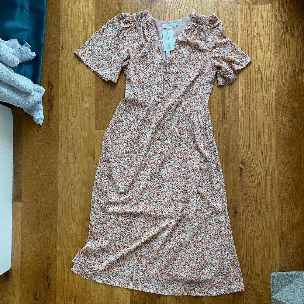 Floral Ditsy Midi Dress with Cap Sleeves NWT